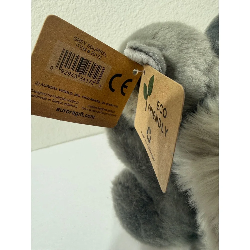 Aurora Miyoni Grey Squirrel Plush Stuffed Animal with Acorn 8 inch 26172 NEW